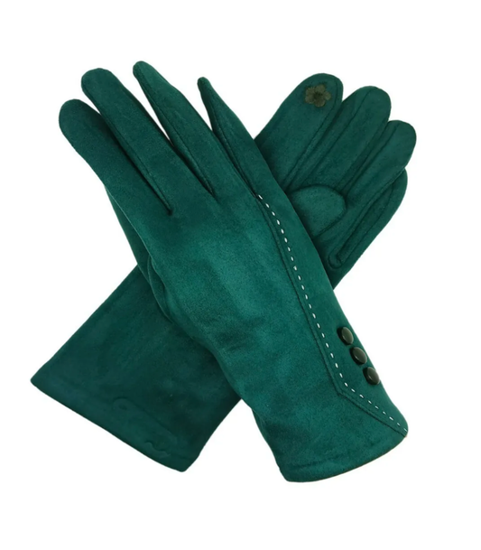 Fleece Lined Button Gloves