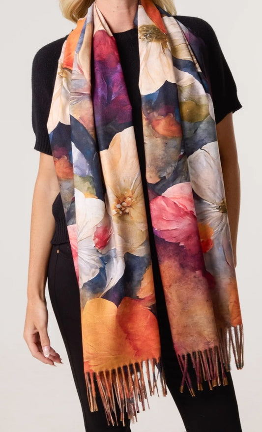 Floral Tassel Pashmina
