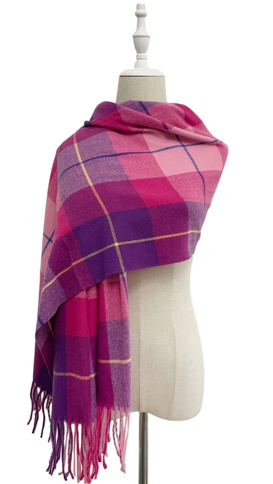 Pink Check Pashmina Scarf