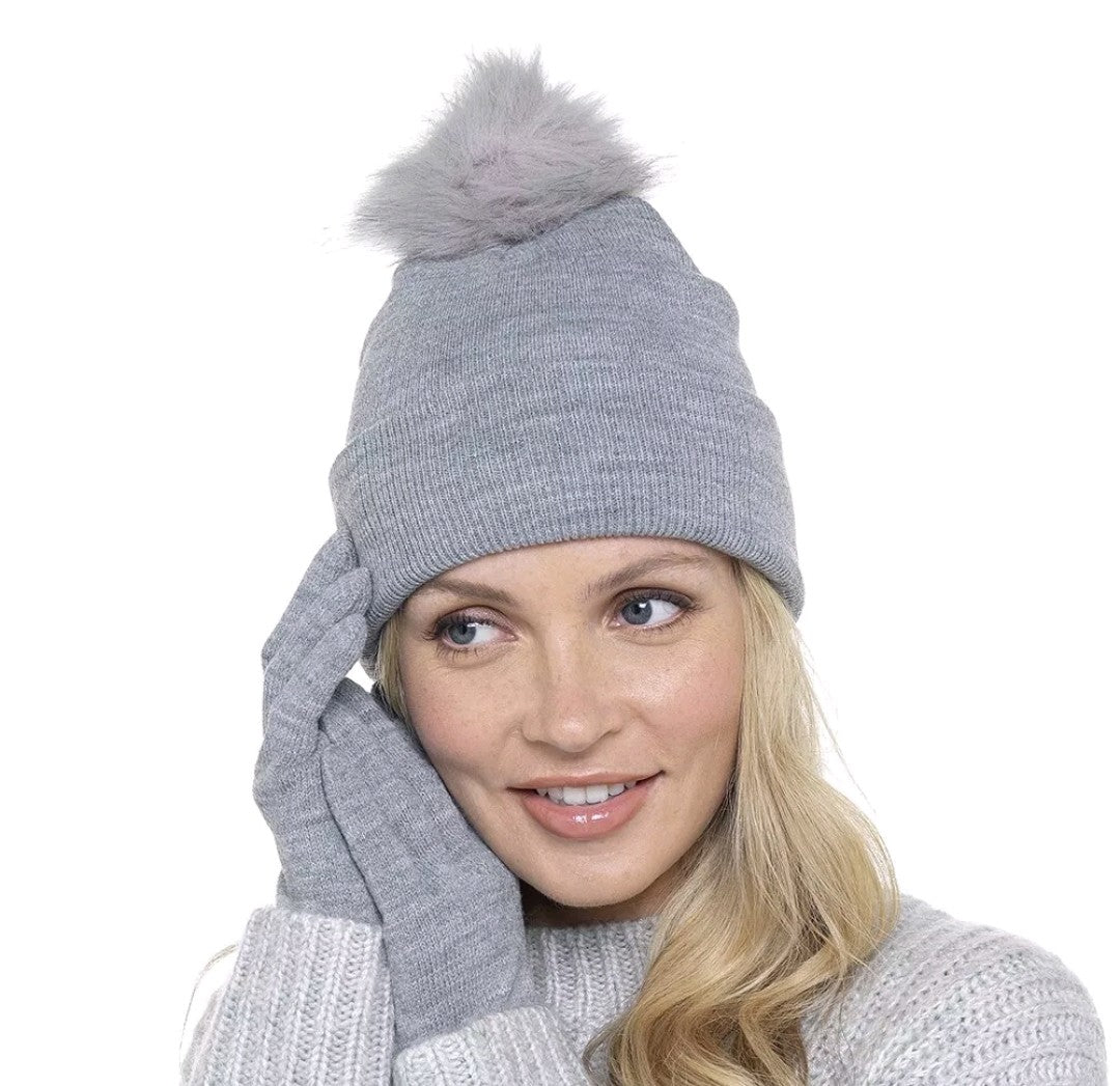 Bobble Hat & Gloves Set