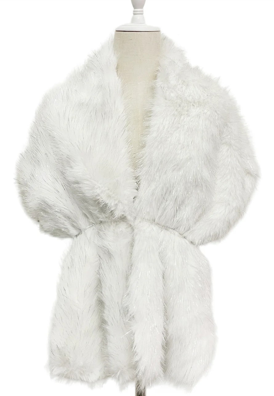 Metallic Faux Fur Shawl