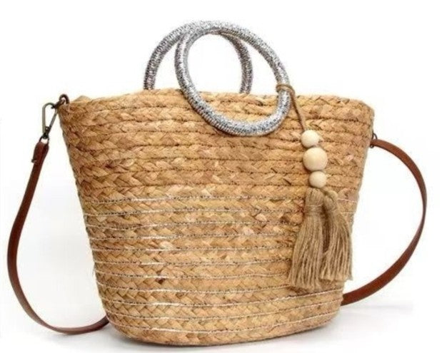 Rattan Bag Silver Handles