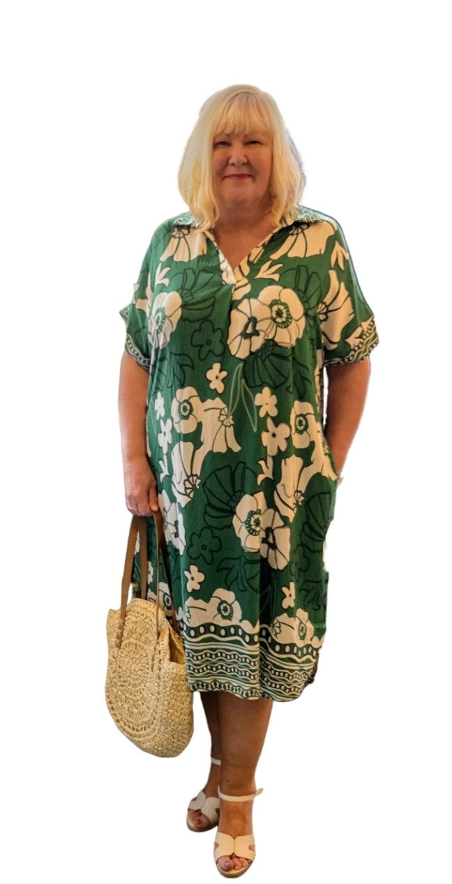 Floral Collar Shirt Dress