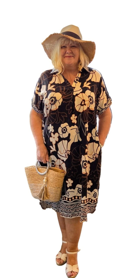 Floral Collar Shirt Dress