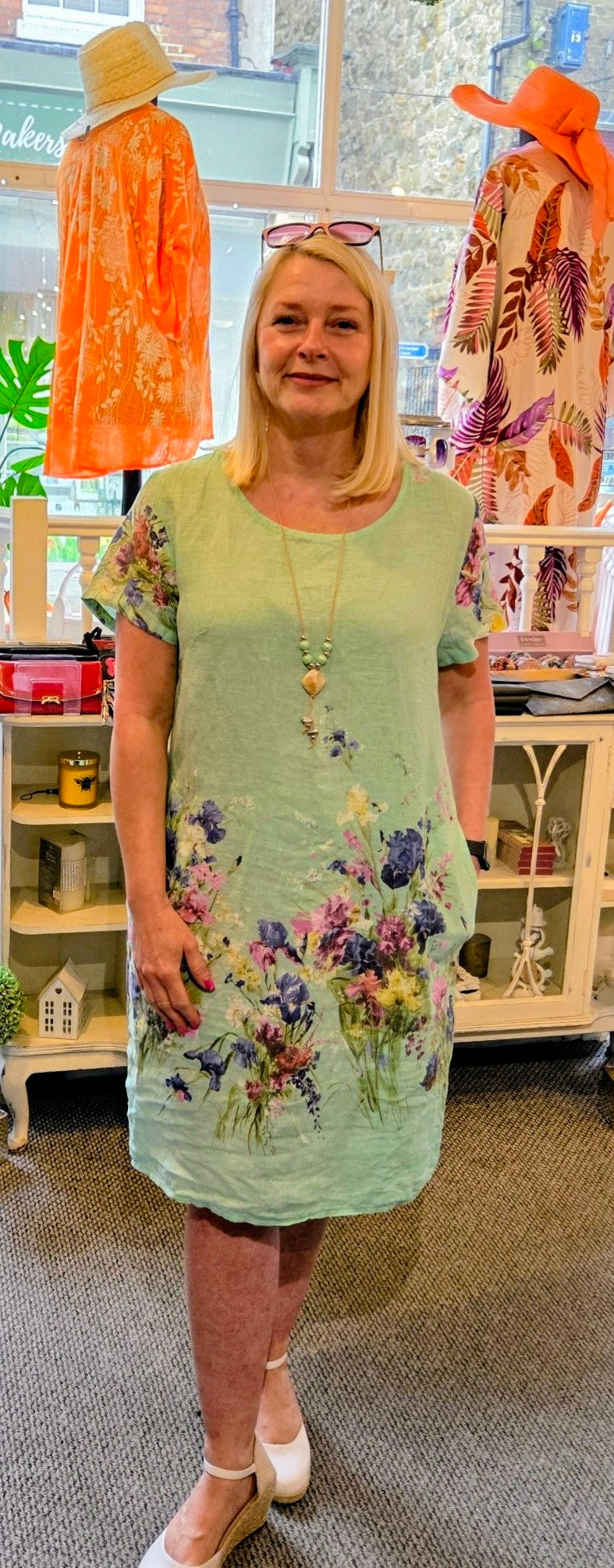 Linen Floral Dress