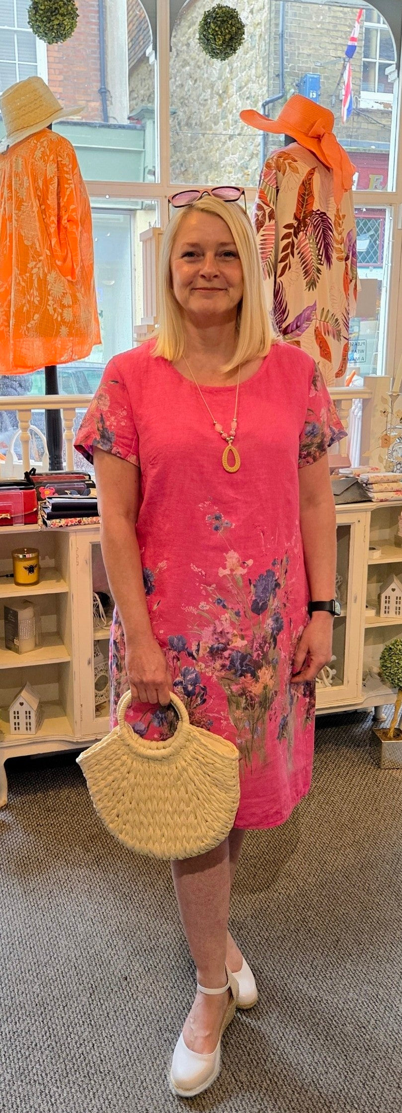Linen Floral Dress