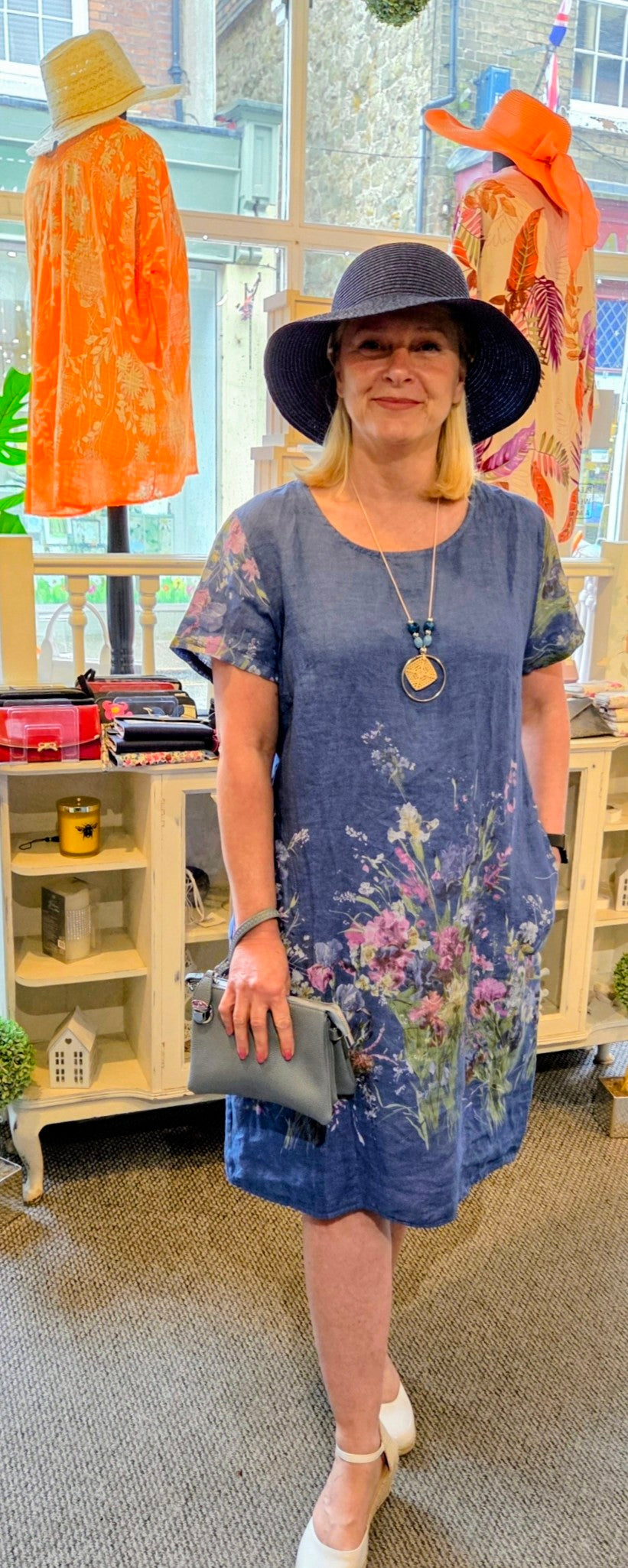 Linen Floral Dress