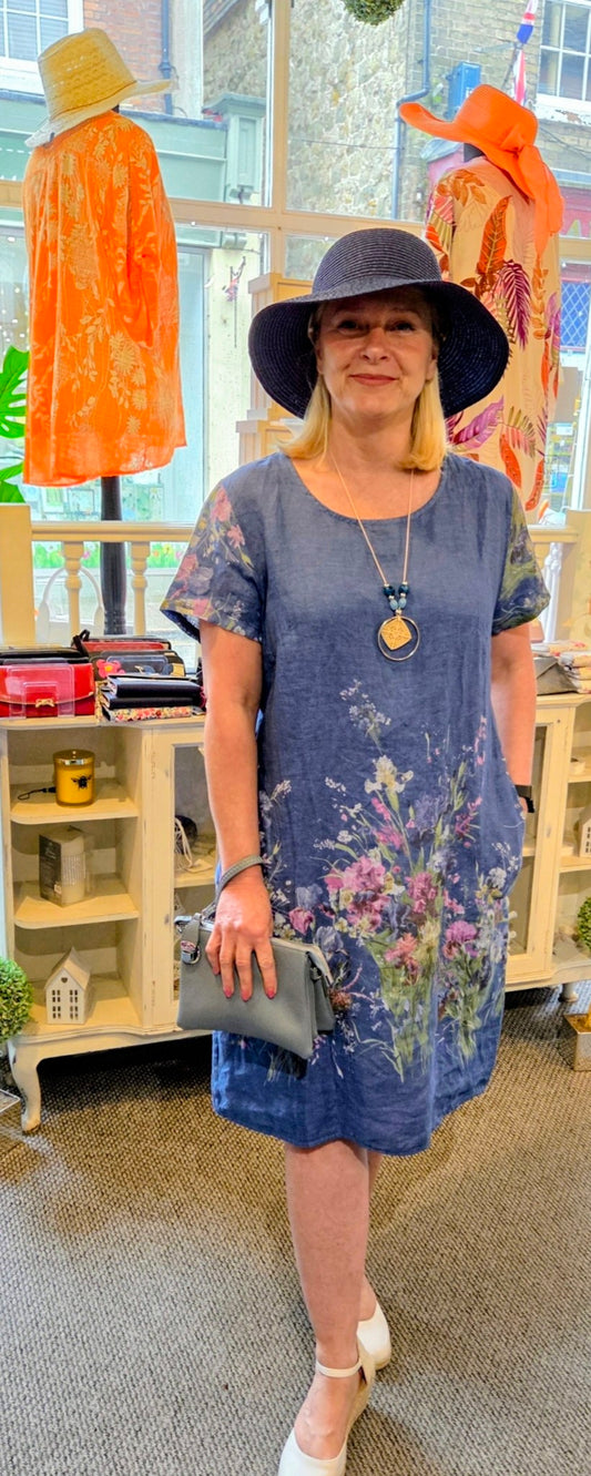 Linen Floral Dress