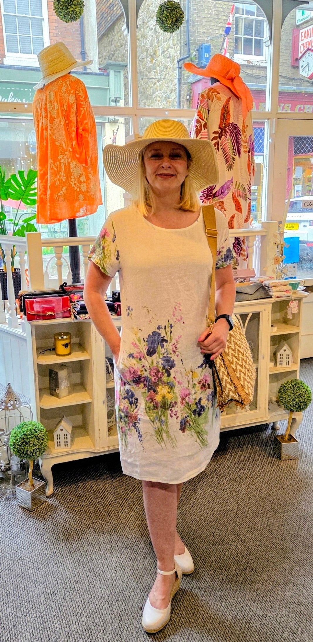 Linen Floral Dress