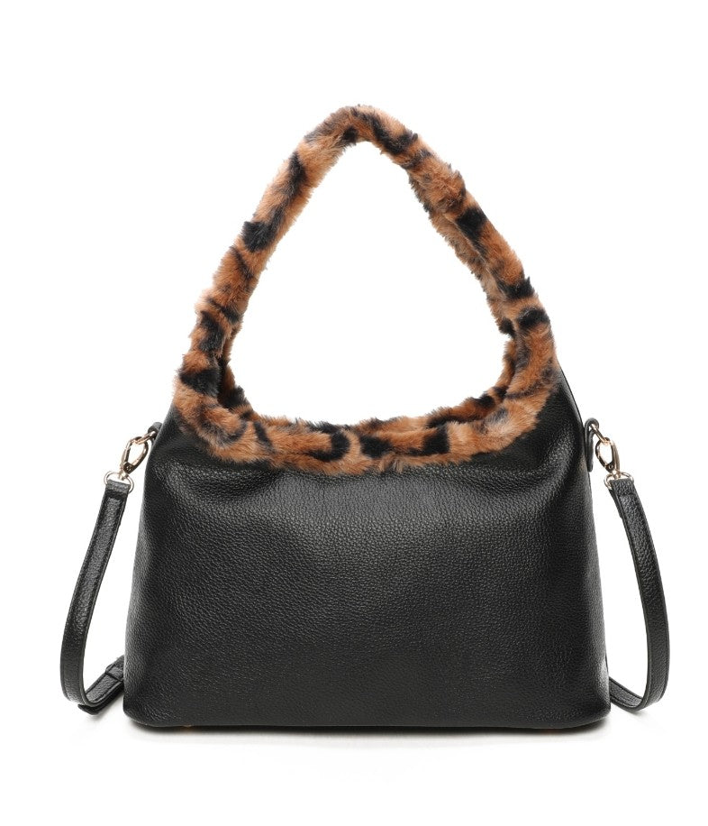 Faux Fur Trim Handbag