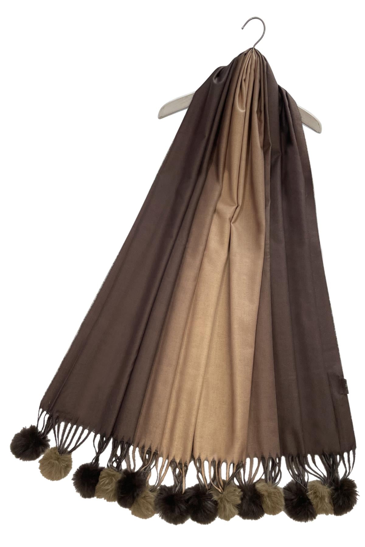 Ombre Pom Pom Pashmina