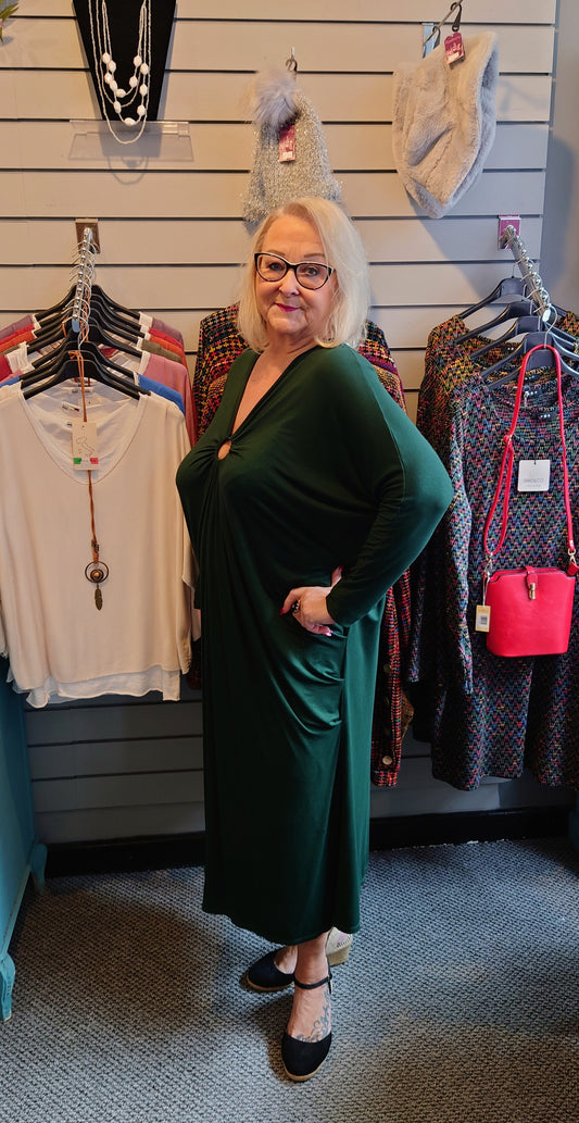 SALE - Green Ruched Midi Dress