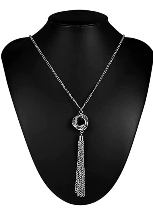 Silver Circle Tassel Necklace